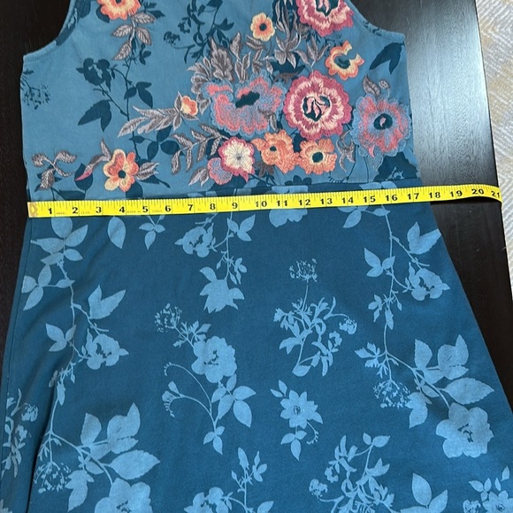 Boho Lagenlook Floral Embroidered Aqua Blue Maxi Dress SZ S - Picture 9 of 11
